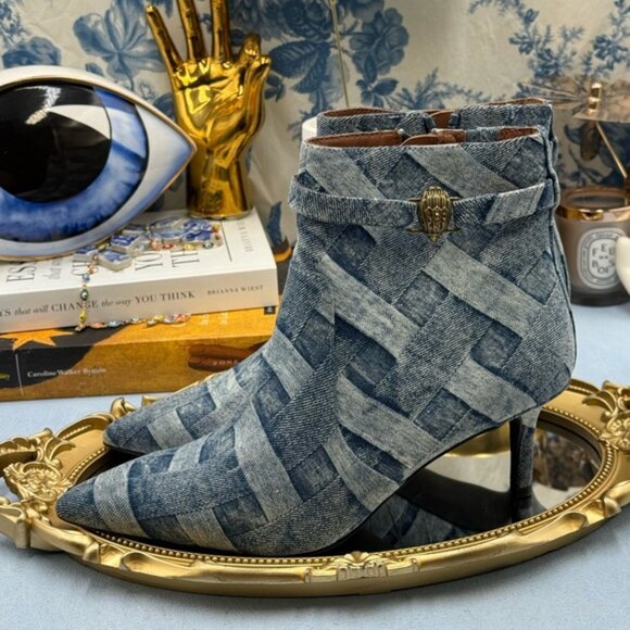 🆕 KURT GEIGER LONDON 🧿 NWOB Kensington Flexi Ankle Boot, Denim - Sz 37 US 7 - Picture 8 of 14
